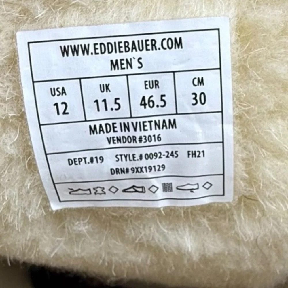Eddie Bauer Hunt Pac Mid Duck Boots Tan Brown Leather Wool Blend Trim Mens 12